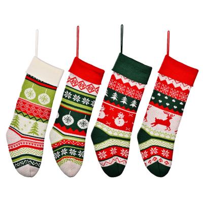 China Festival Home Decoration Hot Sale Knit Pattern Rustic Personalized Christmas Stockings Hanging Socks for sale