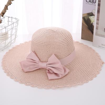 China Character Women's Wide Brim Straw Panama Roll Up Fedora Hat Beach Sun Straw Hat for sale