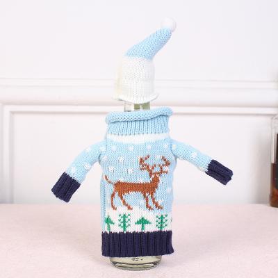 China Polyester Knitted Christmas Customized Sweater Wine Bottle Cover for sale