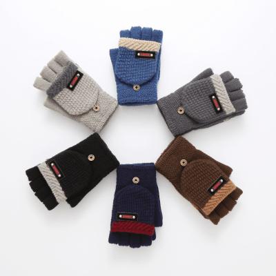 China Outdoor Use Hot Sale Custom Fashion Winter Knitted Flip Top Fingerless Mittens Gloves Convertible for sale