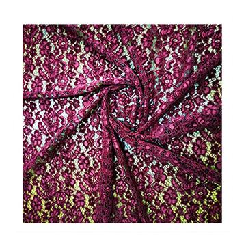 China Sustainable Wine Color Lace Fabrics Velvet Lace Fabric African 3d Lace Fabric for sale