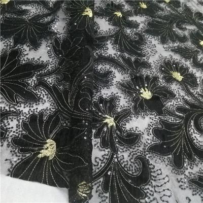 China New Arrival Sustainable Dress Fabric Poly Mesh Embroidery With Velvet Lace Up Embroidered 100% Polyester Fabric for sale