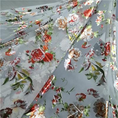 China Viable For Dress Ivory Poly Mesh With Colorful Foil Print Fabric Soft Touch for sale