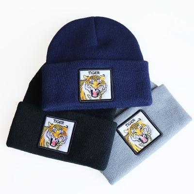 China COMMON Fashion design High quality warm custom embroidered logo winter autumn animal knitted beanie cap hats for sale