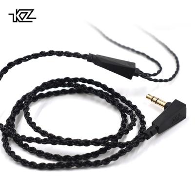 China KZ Earphone Earphone Cables KZ Earphone Upgrade Cable 2 Pins Earphones Black Silver Plated Detachable Cable Audio Cord for sale