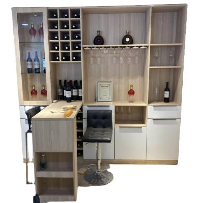 China Factory Price Supply Adjustable Simple Cheap Home Furniture Mini Wine Cabinet (Size) With Small Table for sale