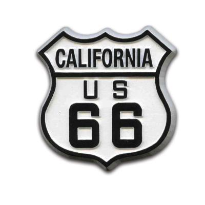 China Wholesale Europe China Tin Sign Plaque Printing USA Route 66 Shield Shape Metal Fridge Magnet Embossed Sign for sale