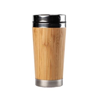 China Sustainable Stainless Steel 500ML Natural Bamboo Water Bottle Double Walls Wooden Vacuum For Home And Office for sale