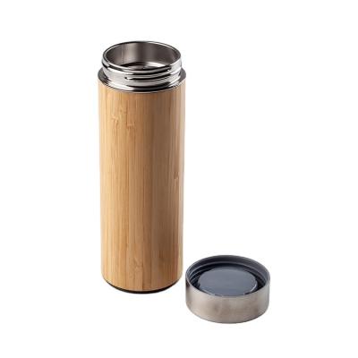 China Eco - Friendly Business Flask 12oz Natural Bamboo Thermos Vacuum Flask Stainless Steel Tumbler With Filter for sale