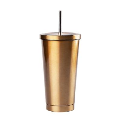 China Stainless Steel Hot Mug Business Design 500ML Travel Tumbler Portable Water Bottle Coffee Mug With Drinking Straw for sale