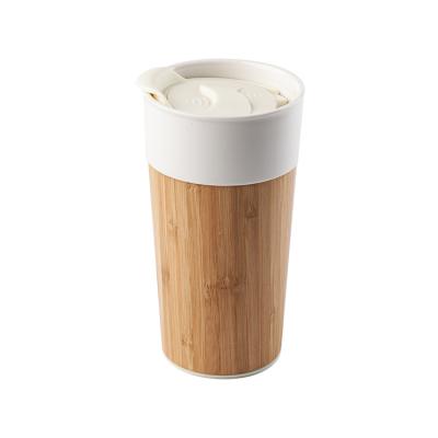 China Viable High Quality Best Gift Ceramic Mug With Shell 350ml/12OZ Capacity Bamboo Porcelain Mugs With Adjustable Lid for sale