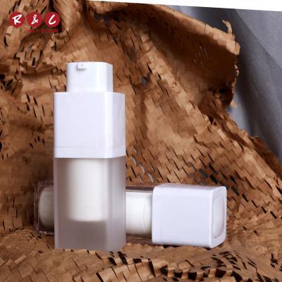 China 15g 30g 50g 30ml 7oz 100ml 200ml Cosmetic Airless Cream Jar Eyecream Skin Care Refill Square Cosmetic White Plastic Airless Cream Bottle for sale