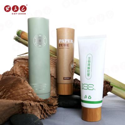 China High Quality Cosmetic Sugar Cane Paper Refillable Cream Black Red Tube Outer Solid Soft Tube Fast Shipping 100ml 100g for sale