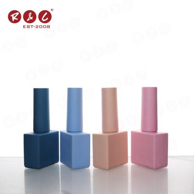 China Cosmetic Best Quality Modern Empty Rectangle Frosted Small Screen Printer Colorful Nail Polish Square Bottle And Container for sale