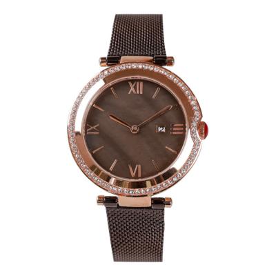 China New design day/date 2022 fashion women high-end stainless steel mesh band quartz watch quartz watch for sale