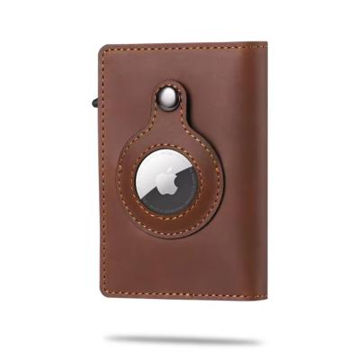 China Leather Wallets Rfid Anti Lost Air Tag Wallet Holder Credit Card Card Holder Purse for sale