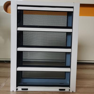 China Folding Screen Custom OEM Service vertical opening pattern wall louver design exterior aluminum louvers With Flyscreen for sale