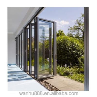 China Magnetic Screen WANHU American Hot Sale NFRC Certificate Customized Glass Bi Folding Door Aluminum Patio Bifold Door for sale