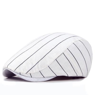 China European and American style cheap cotton and canvas stripe casual newsboy beret hat for sale