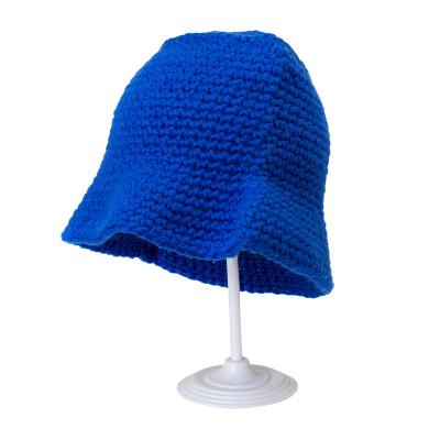 China Fashion bucket knitted hat female style dome big brim knitted hat female british hat for sale