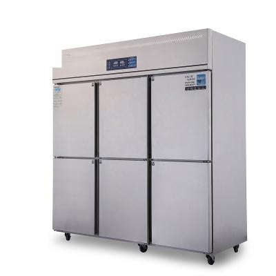 China Grocery Store China Factory Quality Stainless Steel Refrigerator Six Temperatures 201 304 Double Door Commercial Fridge Freeze for sale