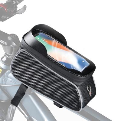 China PU Leather 6.5 Inch Bike GPS Cell Phone Holder Mount Rainproof Universal REYGEAK Adjustable Tube Handlebar Top Bag for sale