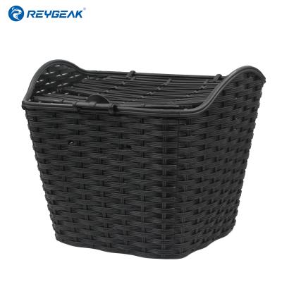 China REYGEAK Universal Plastic Bicycle Portable Plastic Basket With Cover Anti-extrusion Waterproof Heavy Duty Front Basket for sale