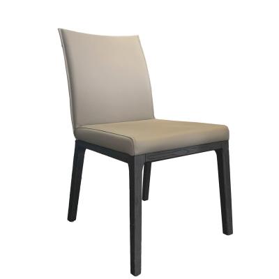 China High End Modern Gray Solid Wood Fashion Living Room Furniture Leather Lounge Chair Dining Chair Cafe Chair Design Luxury for sale