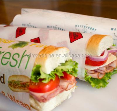 China Greaseproof Snack Bar Favors Food Wrapping Sandwich Paper With Customized Designs for sale