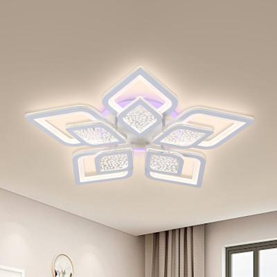 China Surface Mounted Flower Bedroom Modern Design LED White Acrylic Flat Decorative Ceiling Recessed Lamp for sale