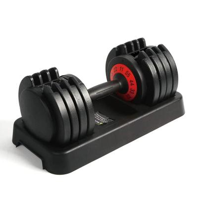 China Home Gym Home Use 25 Kg Portable Black Weight Plate Quick Adjustable Dumbbell With Spinning Handle for sale