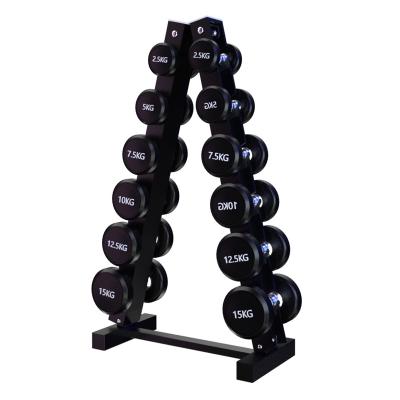 China Private Dumbbell Storage Dumbbell Rack Gym Black Metal 6 Layer Weight Rack Dumbbell Rack for sale