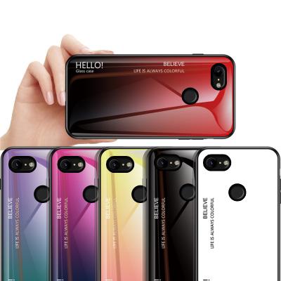 China Tempered Glass Shockproof Glass Shockproof Shell Gradient Pixel 3 Case For Google Pixel 3 XL Pro 4 5 6 Back Cover Pixel 3A 4A Stained Case for sale