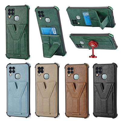 China HOT 10 X682 Metal Wallet Magnetic Card Slot Anti-fall Y Stand Cover Coque Bracket Shockproof Trendy Shield for INFINIX Hot10 Leather Case for sale