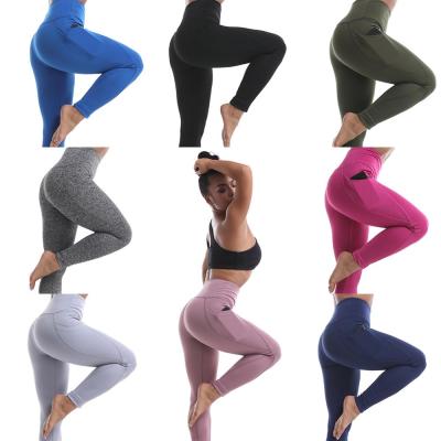 China Anti-UV See No Through High Waisted Fitness Yoga Wear For Women Breathable Leggings High Training Belt With Pockets Yoga Pants for sale