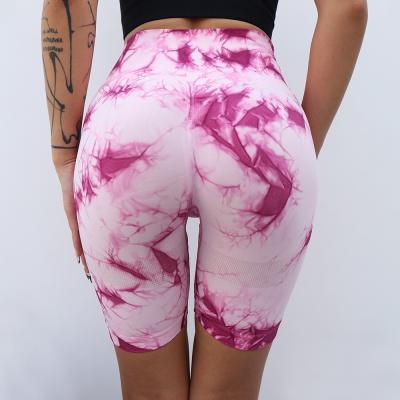 China 7 the 2022 new breathable fashion link dye has cracked! crack! Ruched Butt Sports High Waist Lifting Seamless Shorts For Women for sale