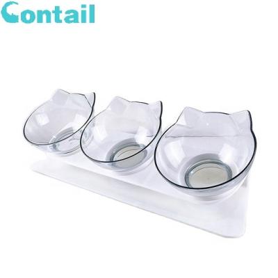 China Contail Viable Ear Dish 15 Degree Tilt Cat Food Bowl To Protect Double Cervical Bowl Environmental Protection Plastic ABS For Cat for sale