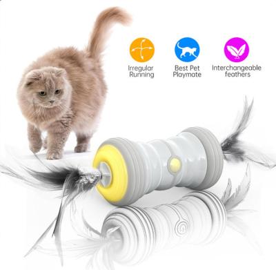 China Hot Selling Viable USB LED Interactive Electric Cat Toy Instant Charging Rolling Ball With Feather Cat Stick Lighter for sale