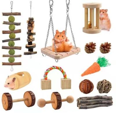 China Viable Popular Hot Selling Amazon Wooden Pet Toy, Hamster Rabbit Guinea Pig Parrot Playing Supplies Combination Molar Set for sale