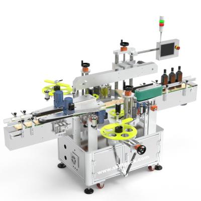 China Two Side Automatic CLOTHING Labeling Machine For Flat Oil Bottle for sale