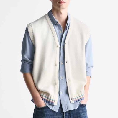 China Fashion Wholesale Custom Sleeveless Single Breasted V-Neck Knitwear YUNXUN Cotton Knitted Vests and Vests for sale