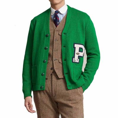 China YUNXUN Factory Outlet Designer Brand Man College Style Cardigan Cotton V-neck V-neck Long Sleeves Green Men's Knitted Cardigan Sweater for sale