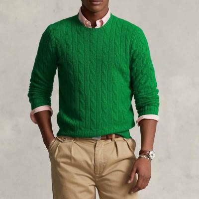 China YUNXUN Anti-wrinkle New Arrival Fashion Men Sweater Pullover Casual Comfortable Slim Fit Crewneck Green Twisted Knit Cashmere Sweater for sale