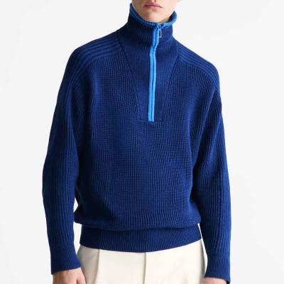 China Anti-wrinkle Knitwear Brand Agent Factory Oem Odm Winter 1/4 Zipper Pullover Hoodie Golf Mens Knitted Sweater for sale