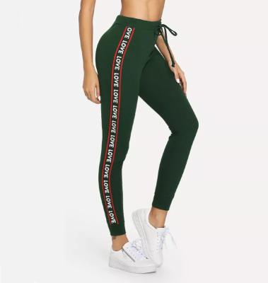 China Stripe Side Skinny Sweatpants Tights Women Sports Tracksuit Breathable Lettering Custom Printing Jogger for sale