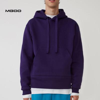 China Anti-pilling cotton men's purple hoodies MGOO Hood Plain Blank Heavy Weight unisex sweatshirts for sale