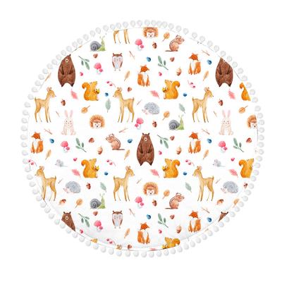 China Time Machine Woven Mat Interlayer Sensory Exploration Educational Toy 100% Cotton Digital Printed Washable Belly Mat for sale