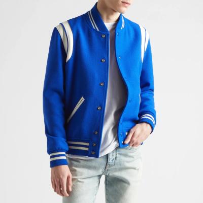 China Breathable Custom Slim Fit Wool-Blend Leather-Trimmed Bomber Jacket for sale