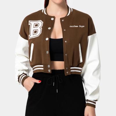 China Waterproof Cropped Woman Jacket Plus Size Custom Leather Jackets Bomber Jacket For Ladies for sale