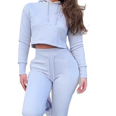 China Wholesale Anti-pilling Women Sports 2 Piece Crop Top Hoodie Shorts Set Pants Two Piece Set for sale